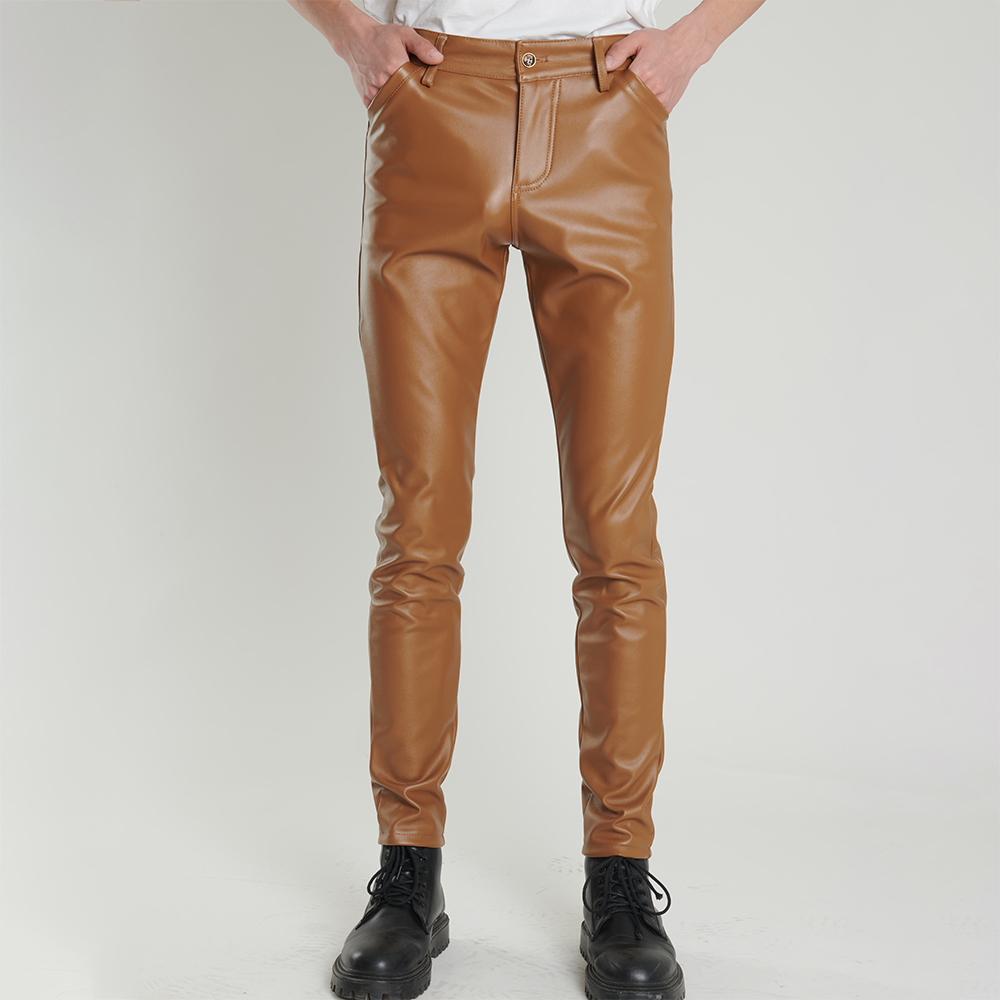 Motorcycle Gear Mens - Erkek deri pantolon sıska Fit elastik